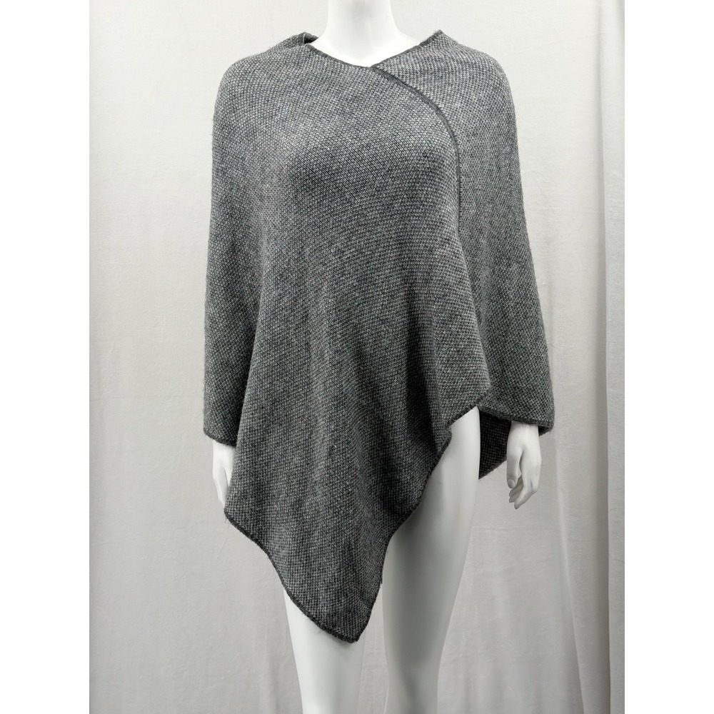 Fratelli Talli Sweater Womens One Size Gray Poncho Knit Cozy Neutral Autumn Fall